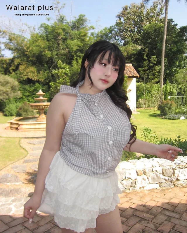 WALARA TOP เสื้อเชิ้ตแขนกุดลายตาราง thumbnail 2