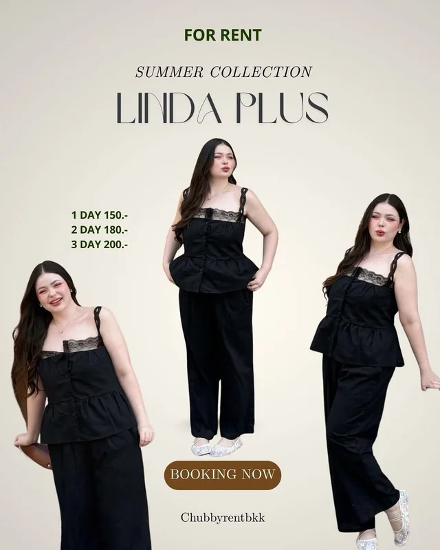 ชุดเซ็ต LINDA PLUS สายเดี่ยวลูกไม้ดำ 1