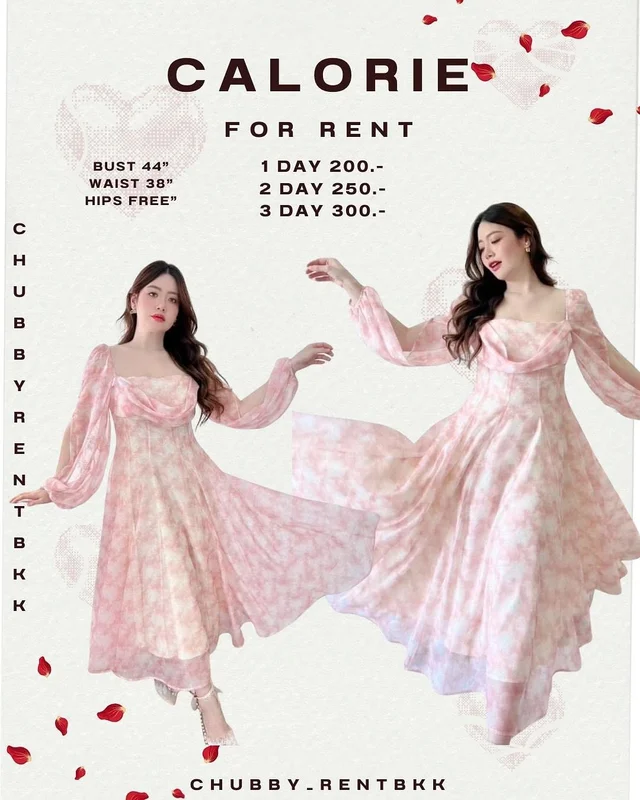 CALORIE เดรสยาวสีชมพูพาสเทล Size 2XL