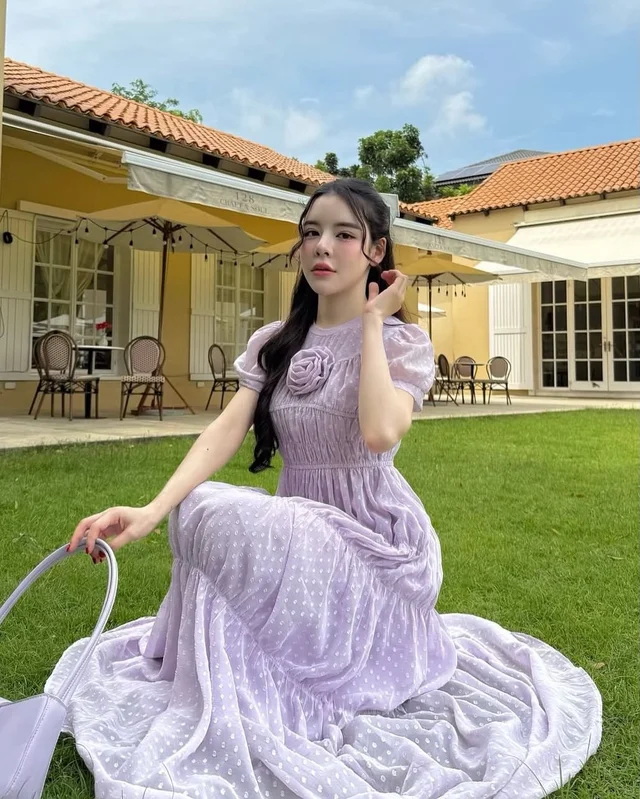 เดรสยาว FLAT2112 อกดอกกุหลาบ Plus Size (alternate)