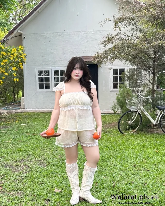 เซ็ตเสื้อลูกไม้ WALARAT PLUS กางเกงขาสั้น thumbnail 3