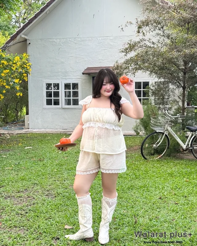 เซ็ตเสื้อลูกไม้ WALARAT PLUS กางเกงขาสั้น thumbnail 4