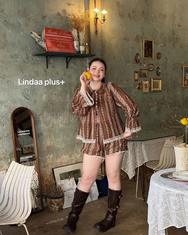 ชุดเซ็ต Linda Plus 2 ลุค 2 สไตล์ น้ำตาลวินเทจ ดำมินิมอล thumbnail 3
