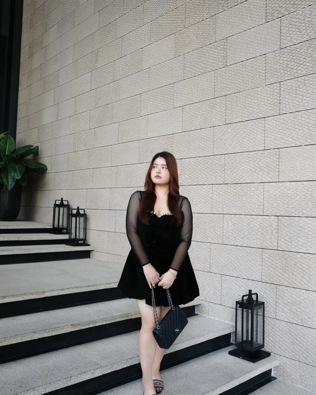 Ladym เดรสสั้นสีดำวิ้ง thumbnail 6