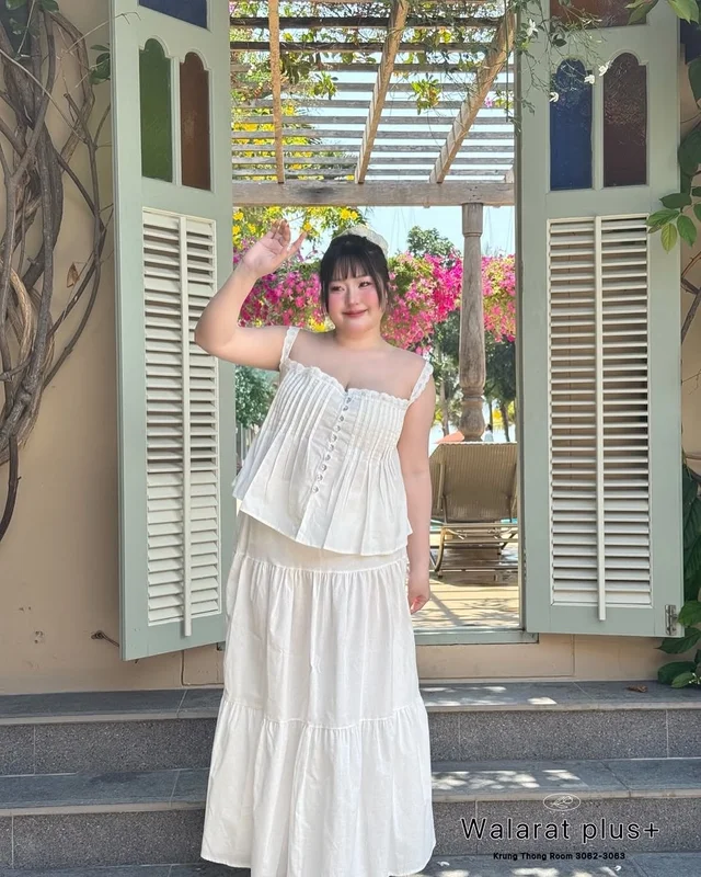 ชุดเซ็ต WALARAT PLUS เดรสขาวละมุน สาวอวบ thumbnail 3