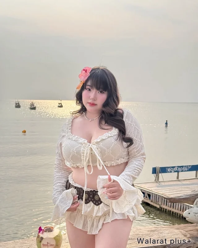 ชุดเซ็ท Walaratplussize ลายฉลุแต่งระบาย Free Size thumbnail 2