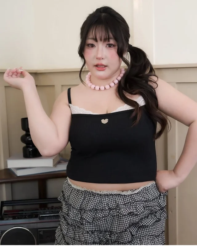 เสื้อครอปสายเดี่ยวลูกไม้ Merrychubby อก 40 46 thumbnail 4