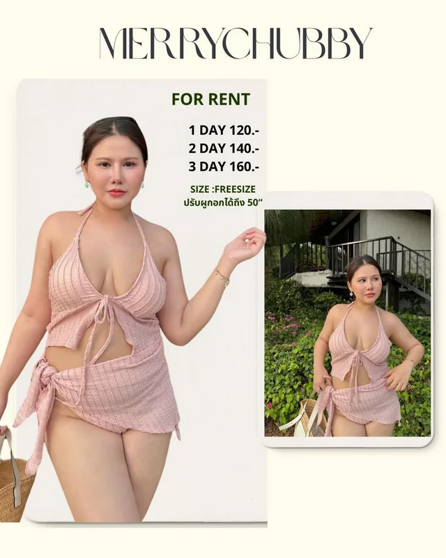 MERRYCHUBBY ชุดว่ายน้ำทูพีช สาวอวบ