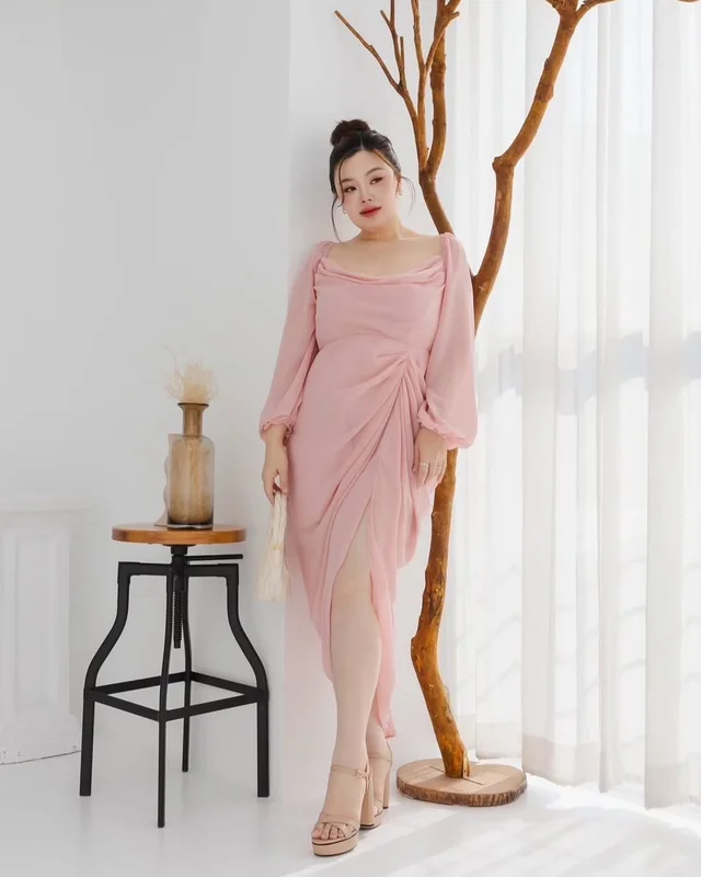 เดรสยาวสีชมพู BBW SHOP thumbnail 5