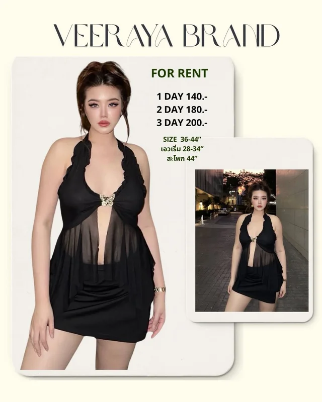 Veeraya Brand เดรสสั้นซีทรู สีดำ