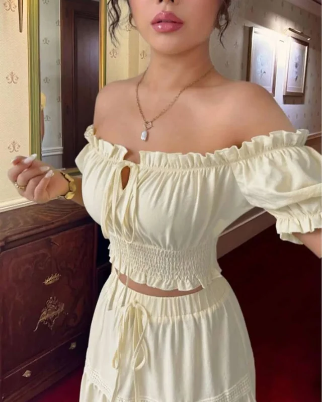 ชุดเซ็ตสายลูกคุณ ELENZGA CURVE ครอป กระโปรงยาว thumbnail 4