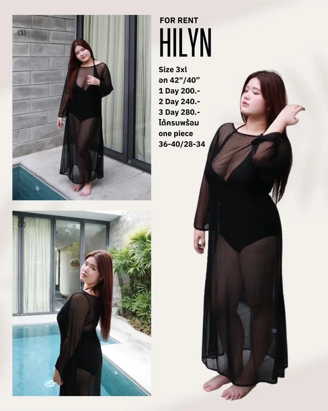 ชุดคลุมซีทรู HILYN สีดำ Long Dress Size 3XL 1