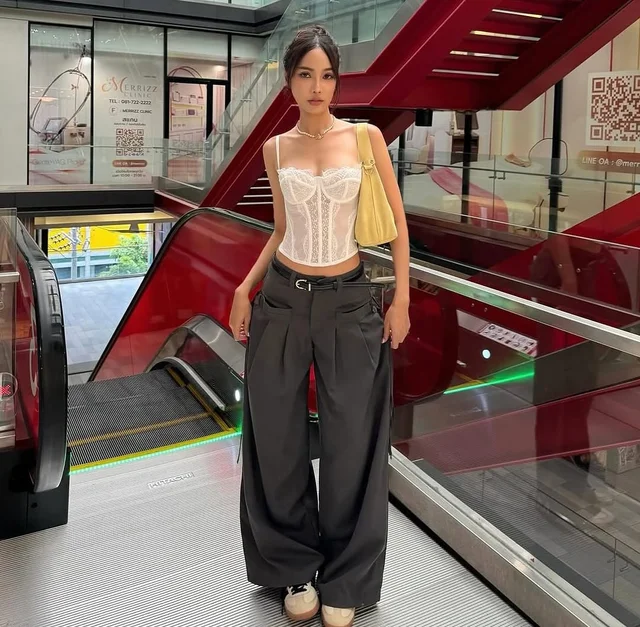 คอร์เซ็ทลูกไม้ White Corset Size S ชุดเวียดนาม thumbnail 8