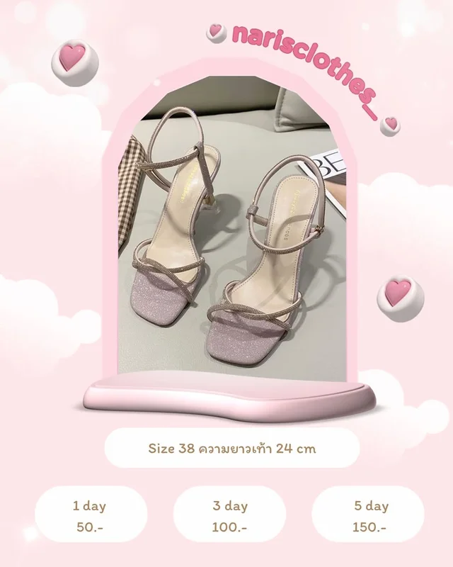รองเท้าส้นสูงกลิตเตอร์ Size 38