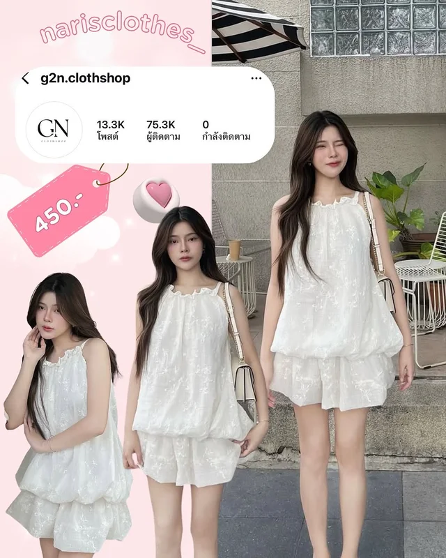 G2N Clothshop Minnie Dress เดรสสั้นกระโปรงบอลลูน ชุดเวียดนาม Free Size