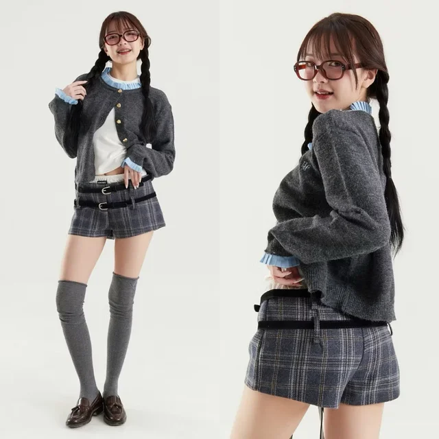 beming official Belted check กางเกงขาสั้น Size S thumbnail 2
