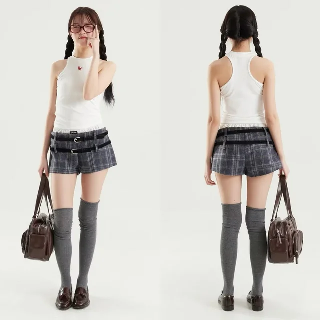 beming official Belted check กางเกงขาสั้น Size S thumbnail 3