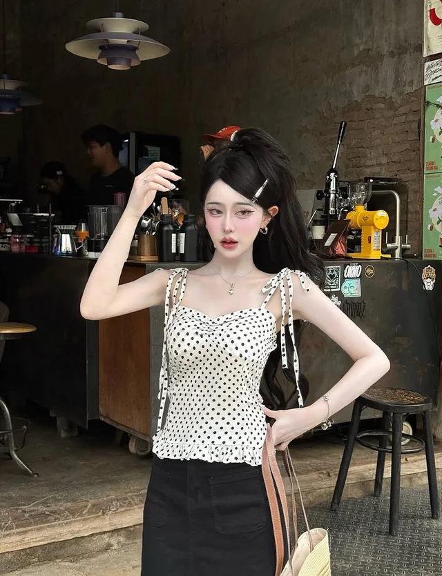 helloyellowland เสื้อคล้องคอลายจุด Freesize thumbnail 4