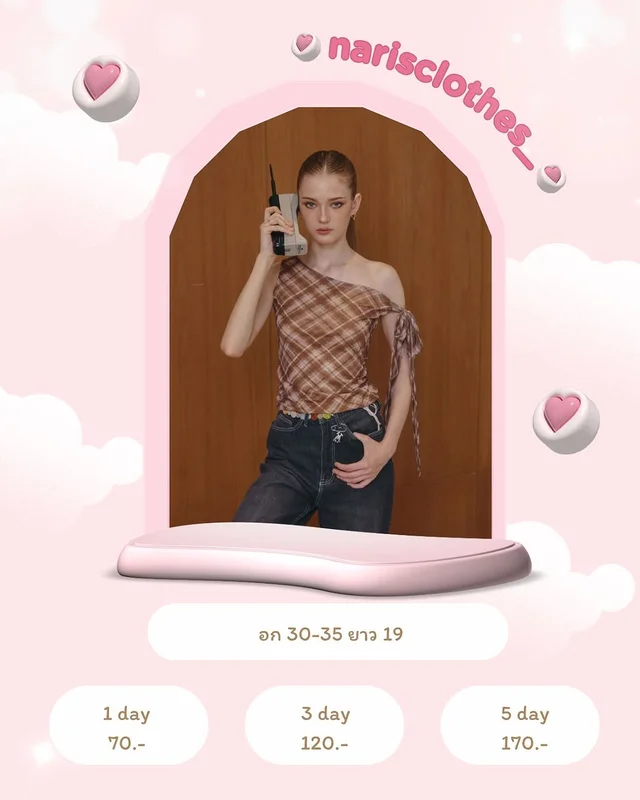 MALIMAYS Scott Bow Top เสื้อลายสก็อตผูกโบว์ Free Size 1