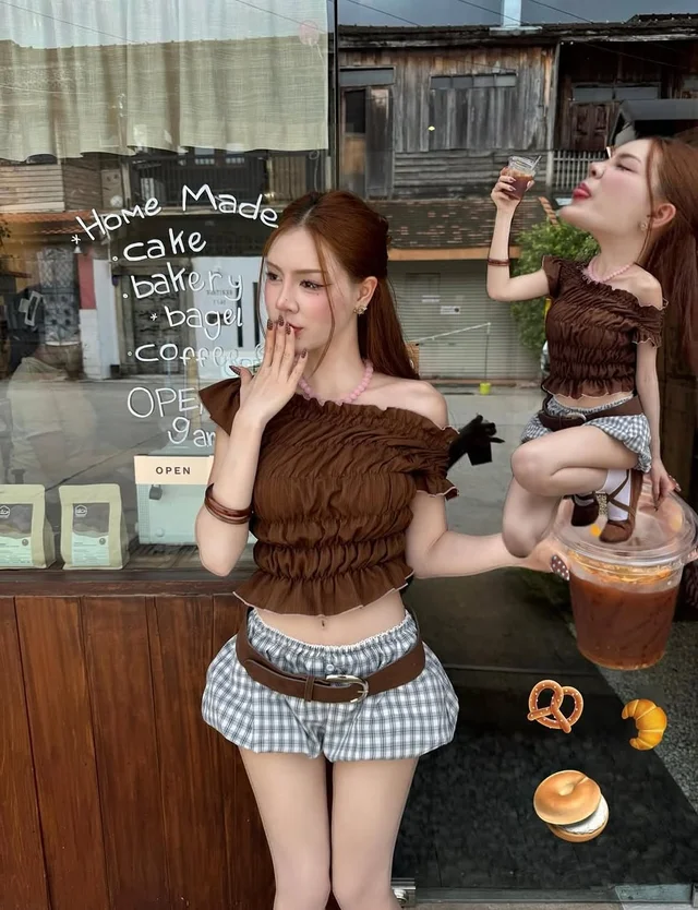 caylasunn wara store bkk ชุดเซ็ตเสื้อครอป กางเกงขาสั้น และเข็มขัด ชุดเวียดนาม thumbnail 5