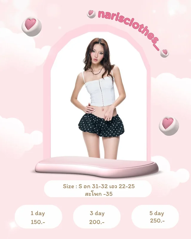 Twenti vn Polka Dot Super Short Dynamic Summer ชุดเซ็ต ชุดเวียดนาม Size S