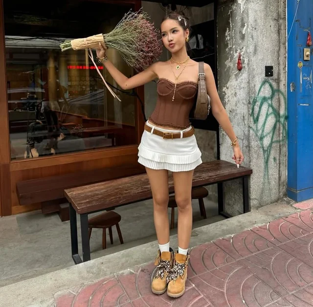 nice to dress เซ็ตเสื้อคอร์เซ็ตและกระโปรงพลีท Two piece Set Size S thumbnail 3