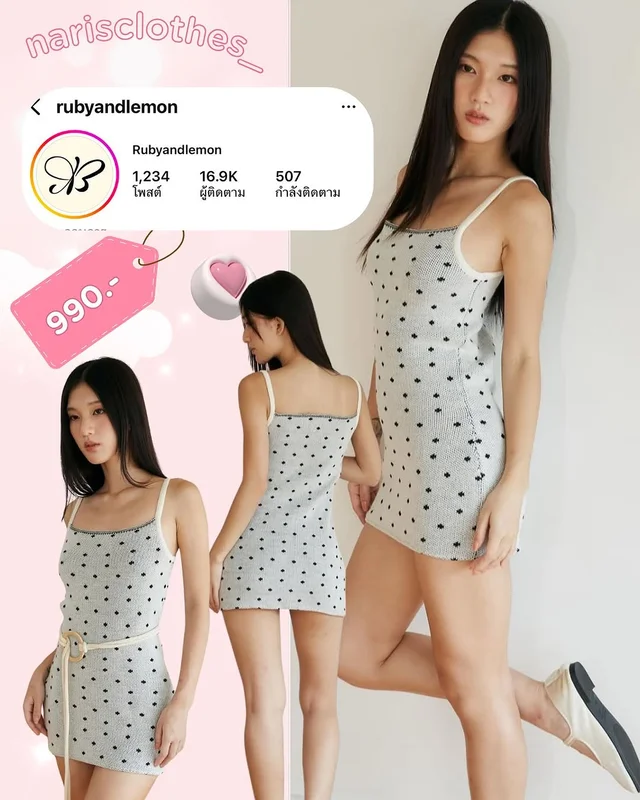 rubyandlemon เดรสสั้น ลายจุด Size S L 1