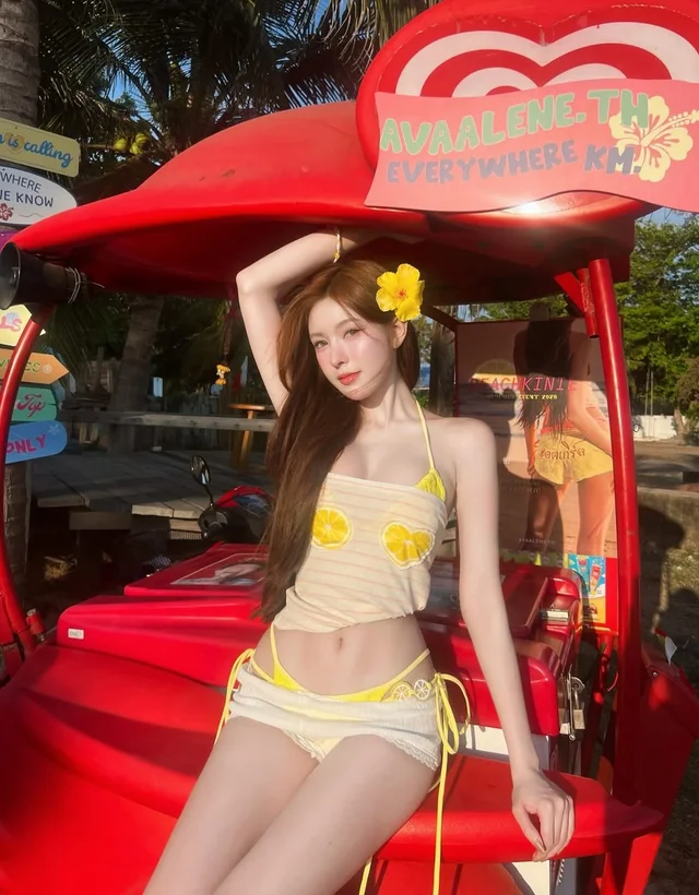 avaalene th Bikini set yellow Set 4 ชิ้น Size S thumbnail 4
