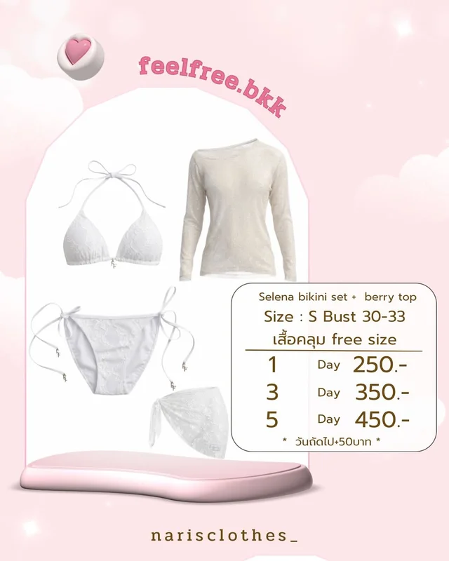 Feelfree bkk Selena Bikini Set Berry Top ขาว 1