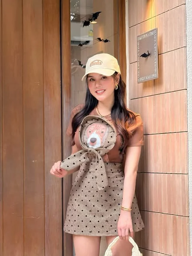 JIDAPA ชุดเซ็ตเสื้อกระโปรงลายจุดหมาน้อย thumbnail 3