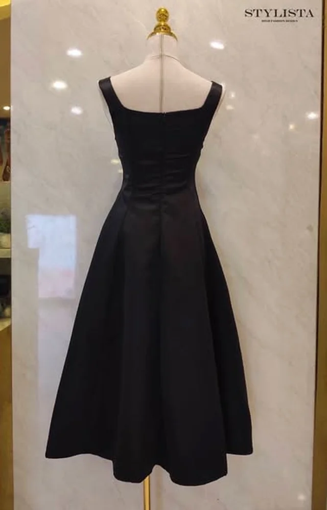 เดรสยาวคลุมเข่าสีดำ Size M L thumbnail 4