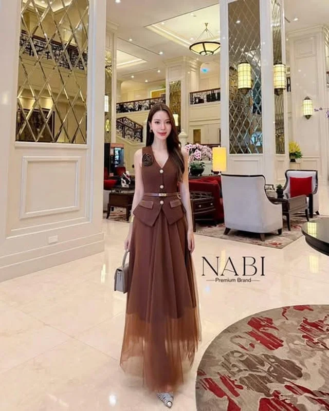 NABI ชุดเซ็ต เสื้อแขนกุดคอวี กระโปรงยาว Size S XL thumbnail 2