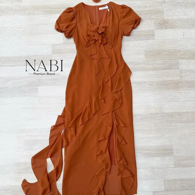 NABI เดรสยาวทรงคอวี แขนตุ๊กตา สีส้ม thumbnail 5