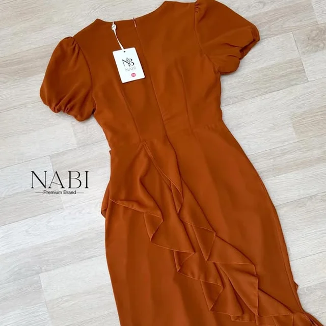 NABI เดรสยาวทรงคอวี แขนตุ๊กตา สีส้ม thumbnail 2