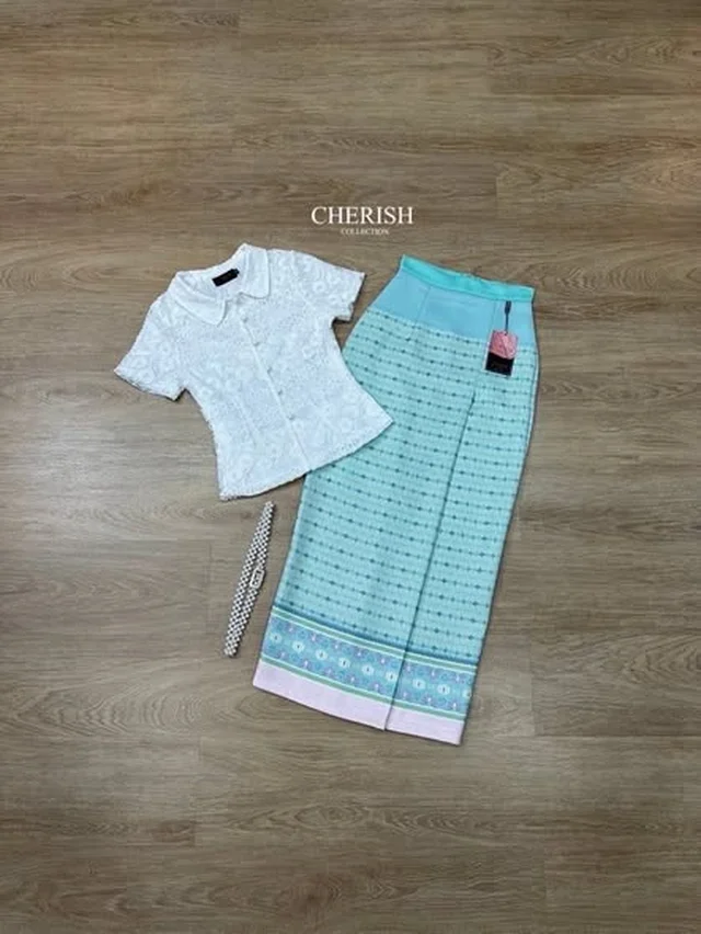 ชุดไทยประยุกต์โทนฟ้า Size L XL thumbnail 4