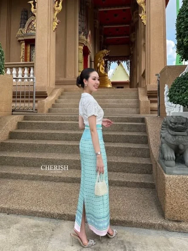 ชุดไทยประยุกต์โทนฟ้า Size L XL thumbnail 3