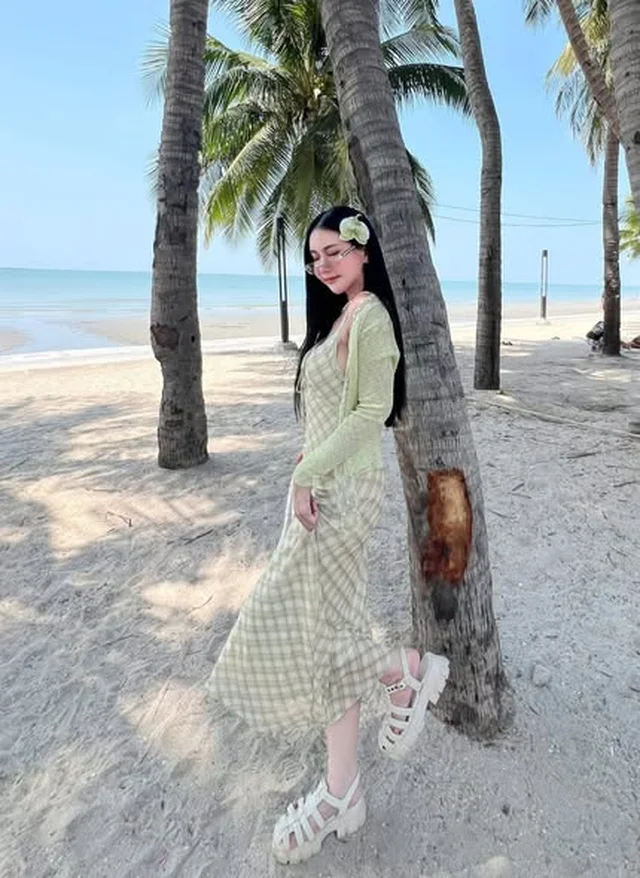 style pang ชุดเซ็ตเดรสลายสก็อตและเสื้อคลุม เขียว thumbnail 2