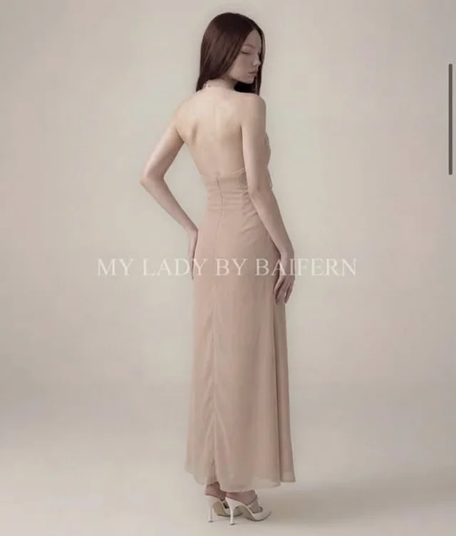 My Lady By Baifern เดรสยาวคล้องคอสีเบจ thumbnail 5