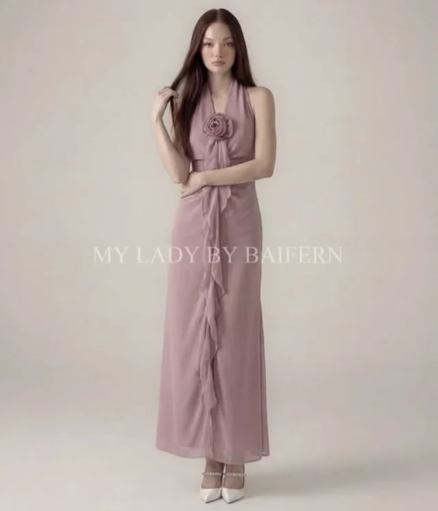 My Lady By Baifern เดรสยาวคล้องคอสีชมพู thumbnail 5