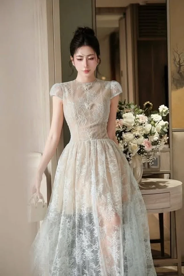 ชุดราตรีลูกไม้ ชุดเวียดนาม Size L thumbnail 4
