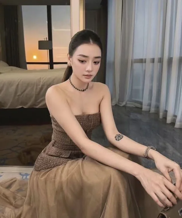 เดรสยาวเกาะอกทูโทนกระโปรงผ้าโปร่ง Size M L thumbnail 3