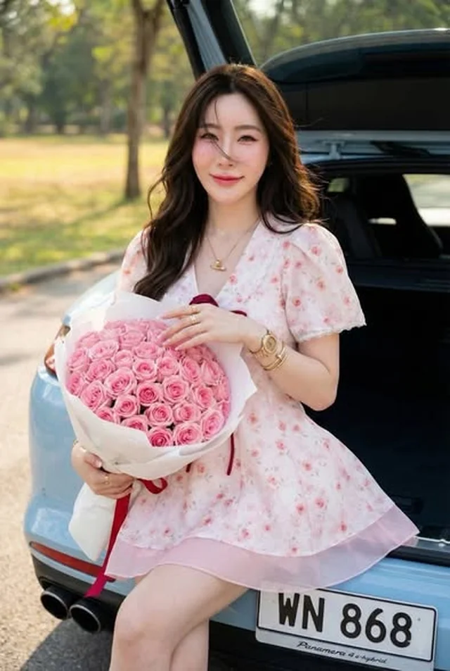 ชุดเดรสสั้นลายดอกไม้สีชมพู Size XL (alternate)