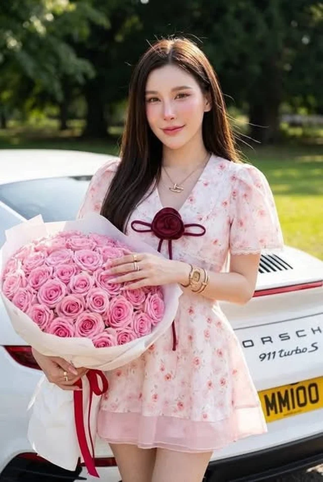 ชุดเดรสสั้นลายดอกไม้สีชมพู Size XL thumbnail 3