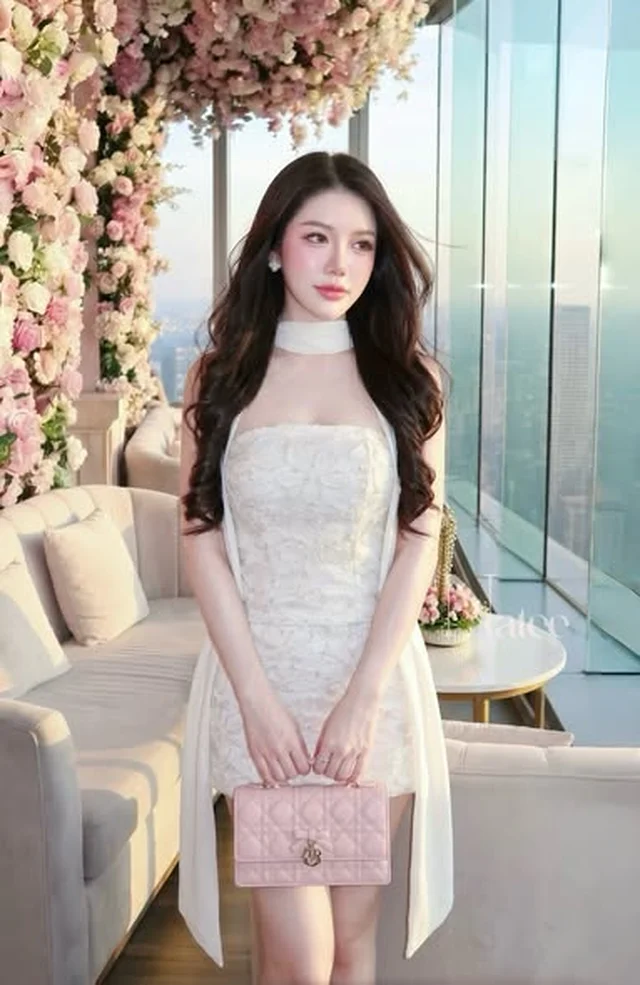 เดรสเกาะอกสั้นสีขาว พร้อมผ้าคล้องคอ Natee thumbnail 4