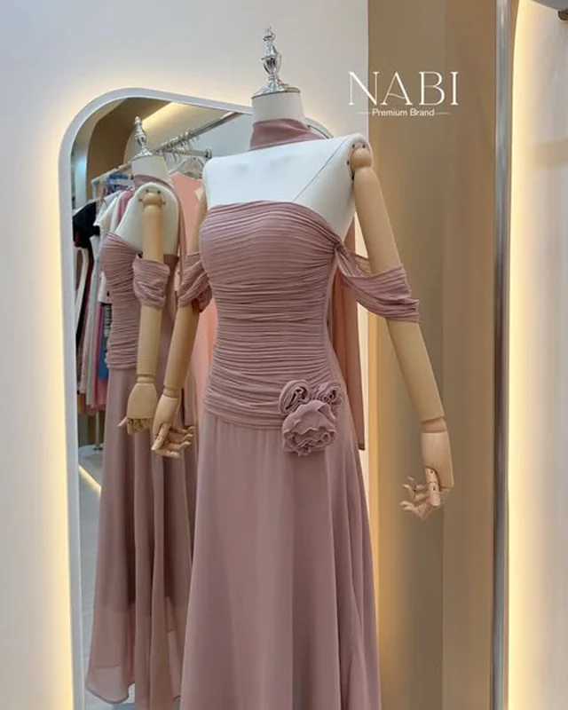 NABI เดรสยาวเกาะอก สีชมพู thumbnail 2