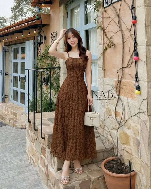 เดรสยาวสีน้ำตาลสายเดี่ยว NABI Brand thumbnail 3
