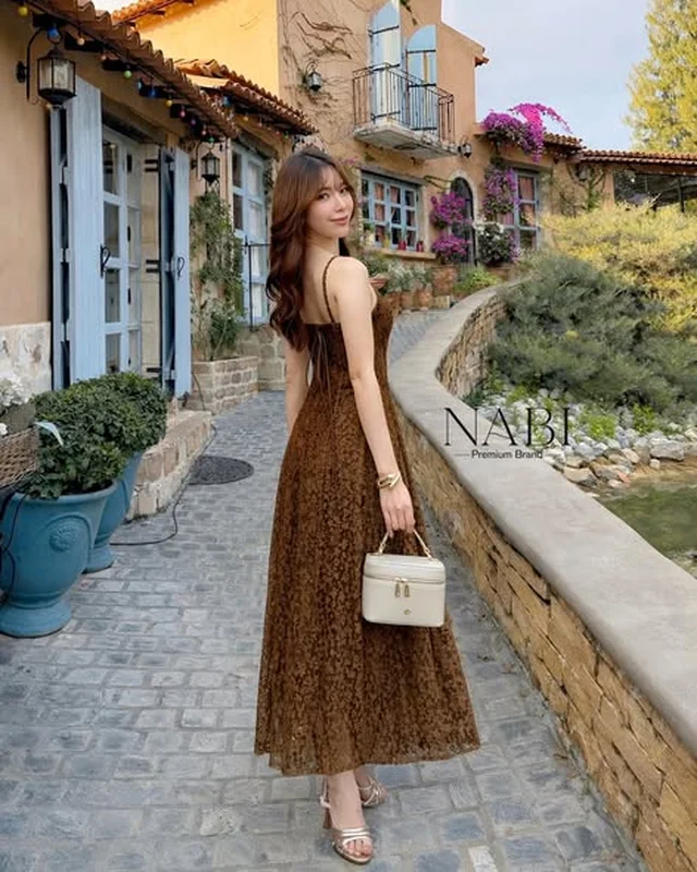 เดรสยาวสีน้ำตาลสายเดี่ยว NABI Brand thumbnail 4