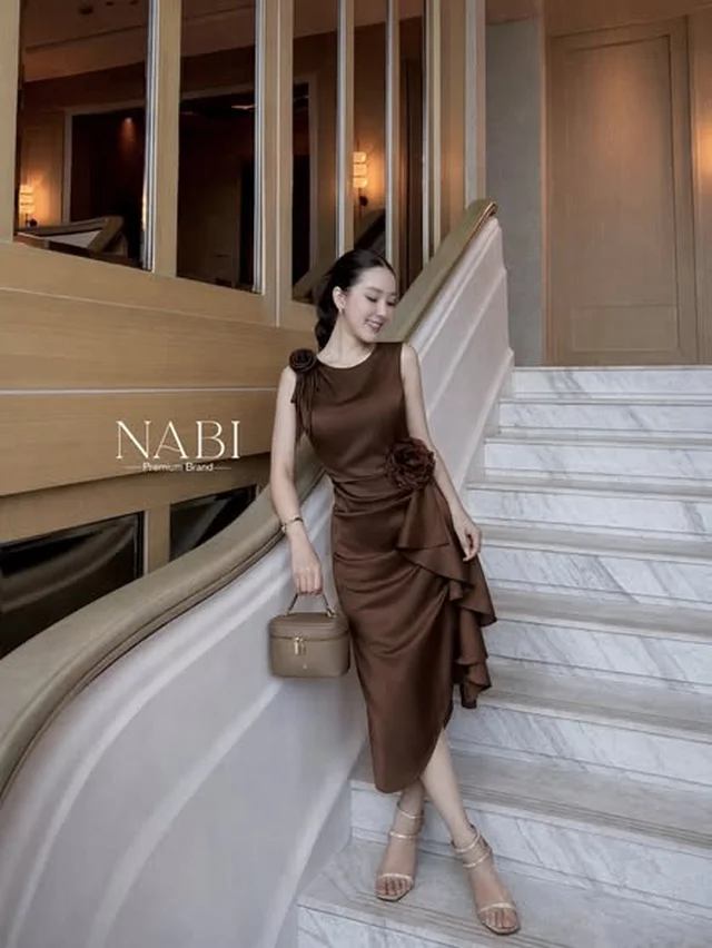 ชุดเดรส NABI สีน้ำตาล เดรสสั้นเฉียง thumbnail 4