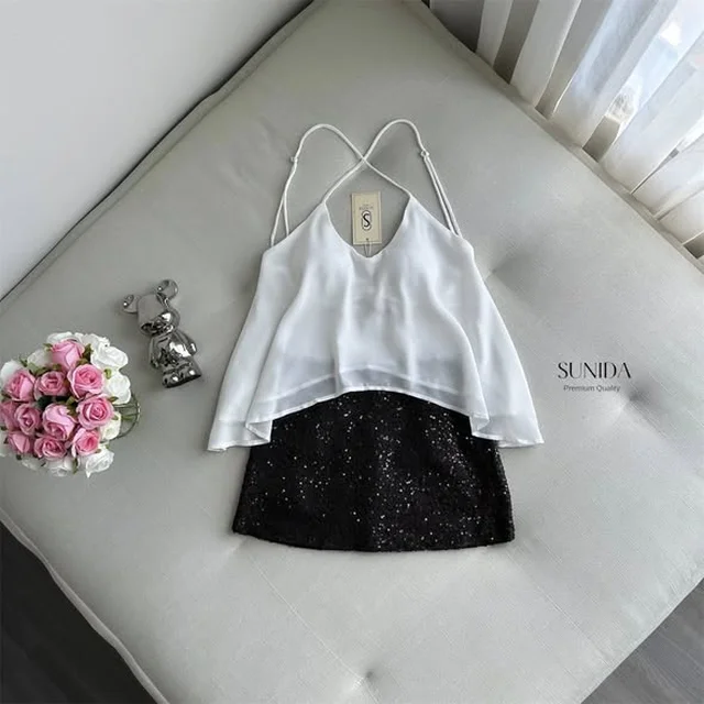 ชุดเซต SUNIDA BRAND เสื้อชีฟอง กระโปรงวิ้ง Size L thumbnail 5