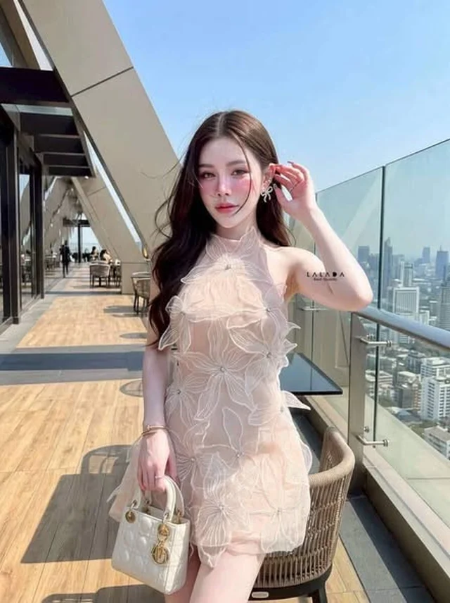 LALADA มินิเดรสปักดอกไม้ 3D Size L thumbnail 4